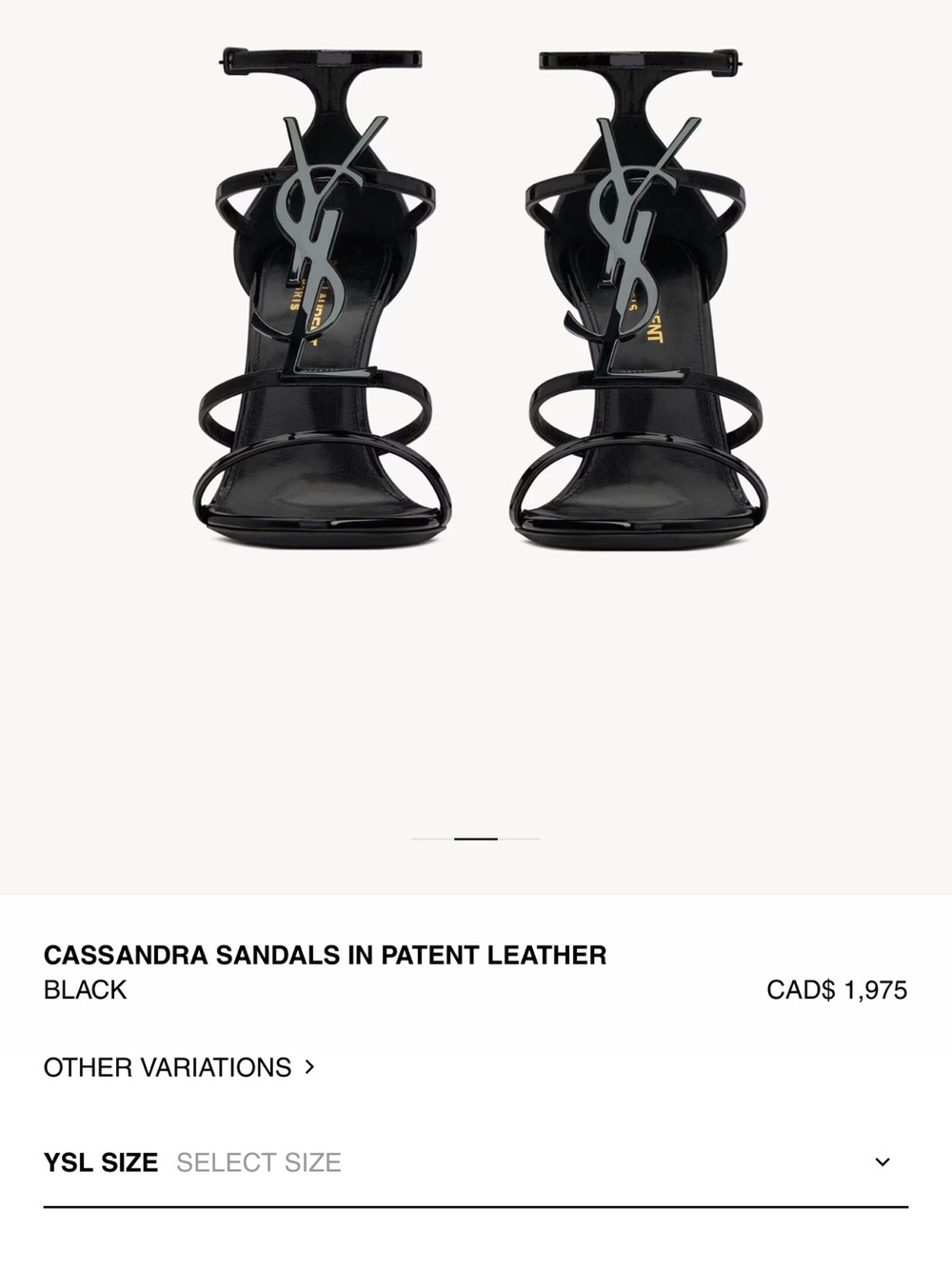 Saint Laurent Black Patent Leather Strappy Heels with YSL Monogram